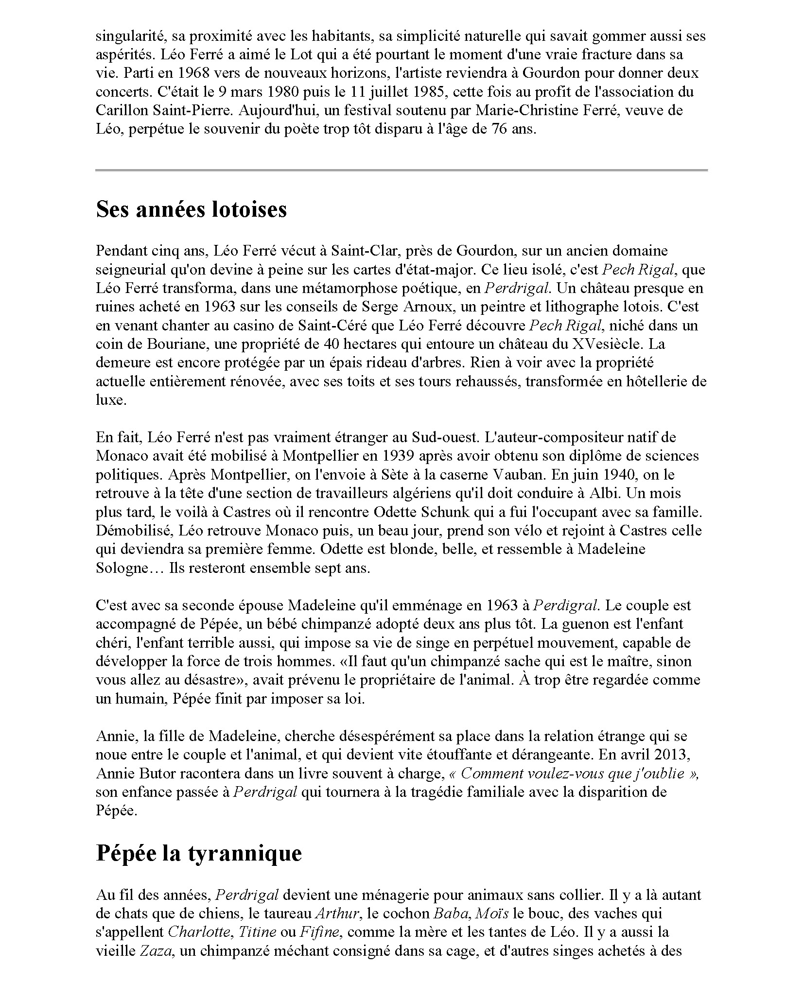 24/08/2016 La dépêche Léo Ferré aurait eu 100 ans